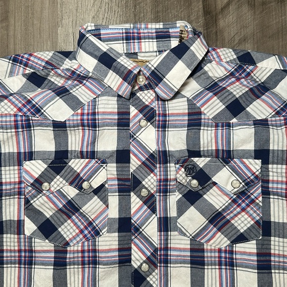 Wrangler Retro Western Plaid Long Sleeve Pearl Snap - Large - Picture 4 of 5